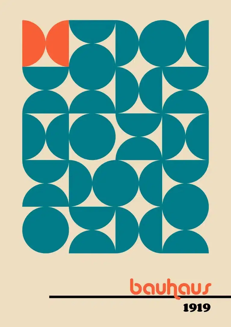 Bauhaus plakat i orange og blå