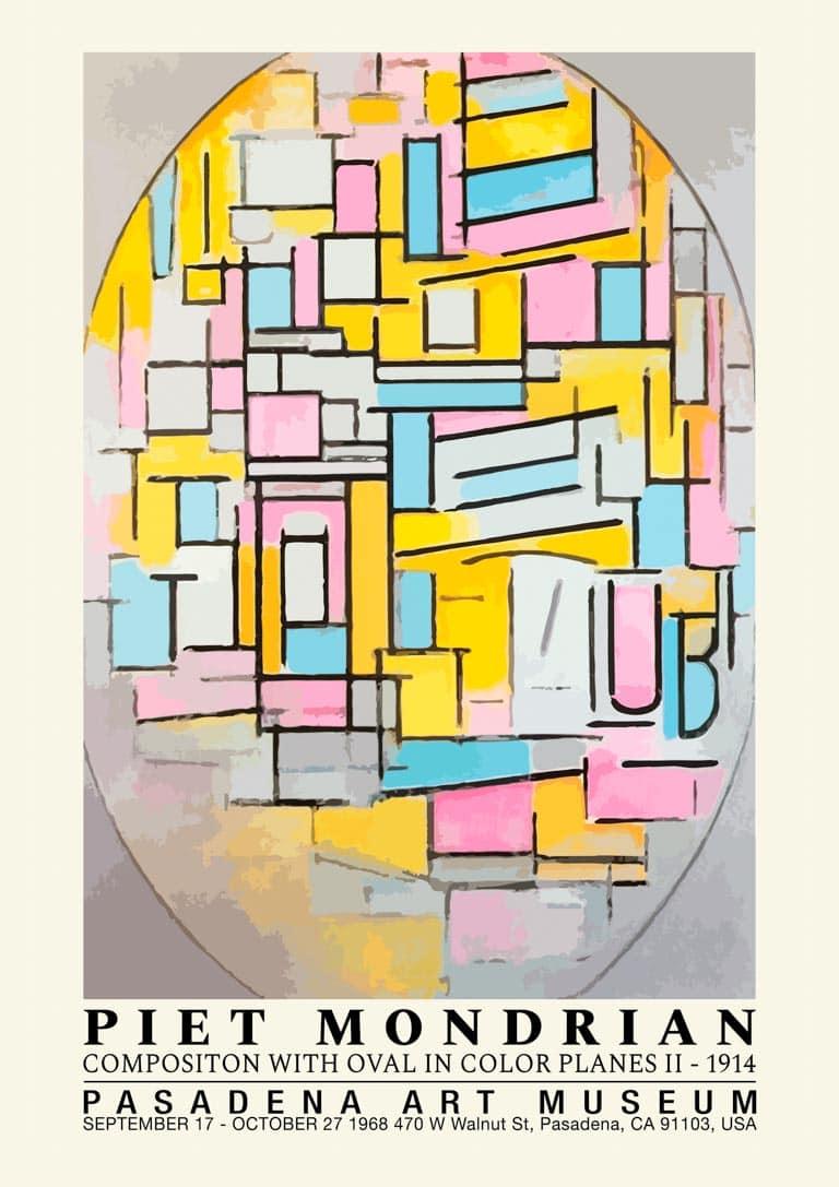Piet Mondrian - Oval Komposition Plakat