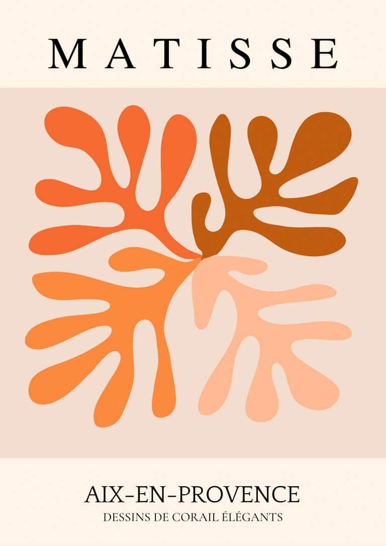 Matisse-inspireret plakat med orange blomst