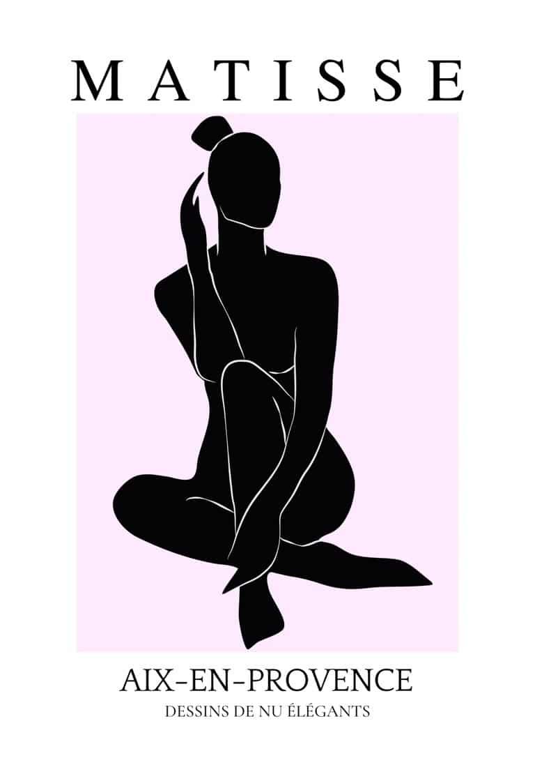 Matisse Inspireret Pink og Sort Plakat