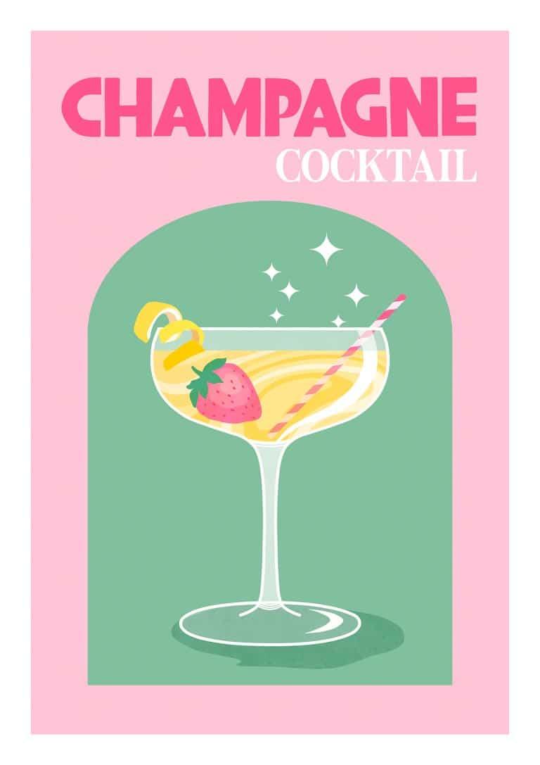 Champagne Cocktail Plakat Kunsttryk