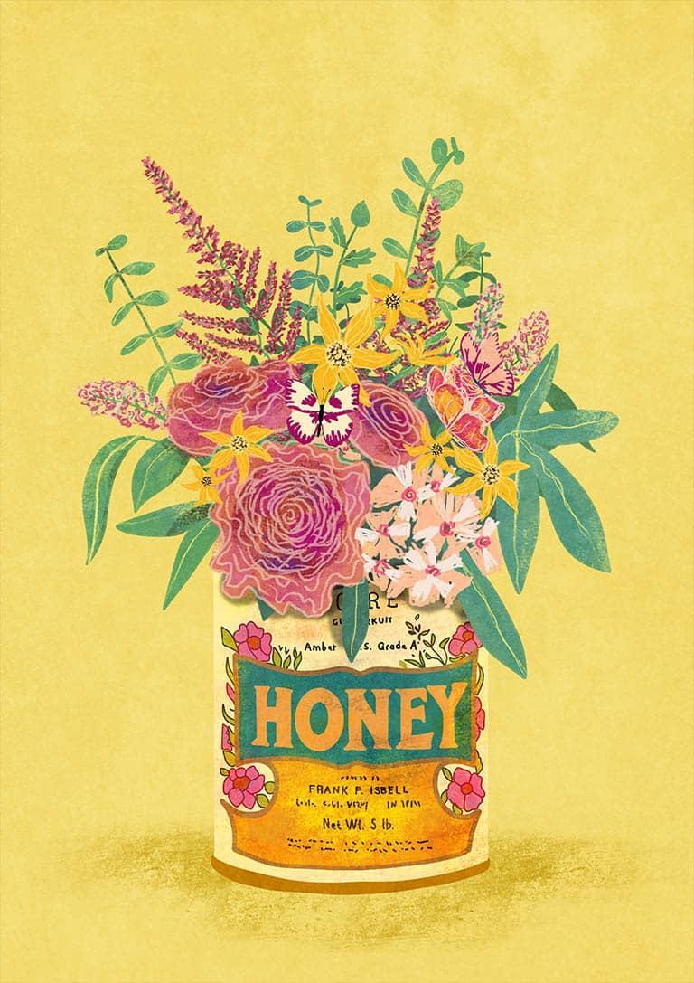 Blomster i en vintage honningdåse - Raissa Oltmanns