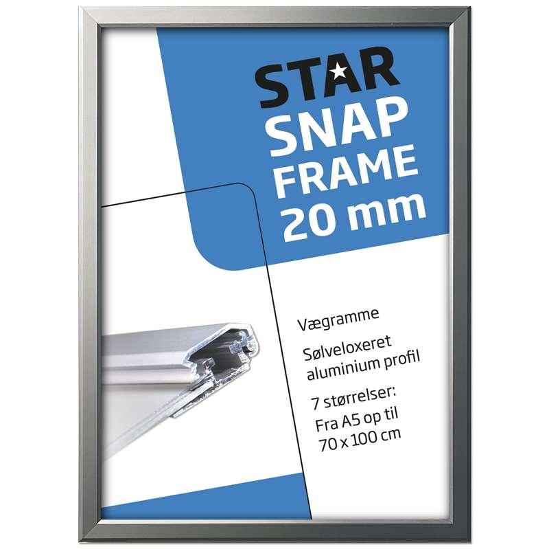 Alu/sølv klapramme med 20 mm profil