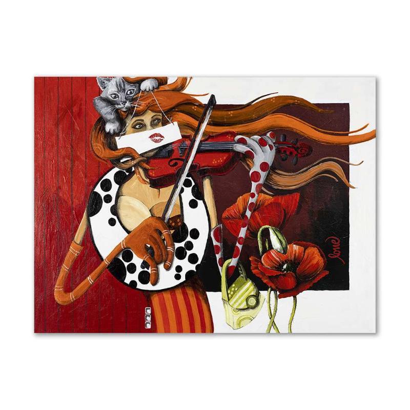 Maleri af Lone Hedegaard - Violinisten 90x120 cm