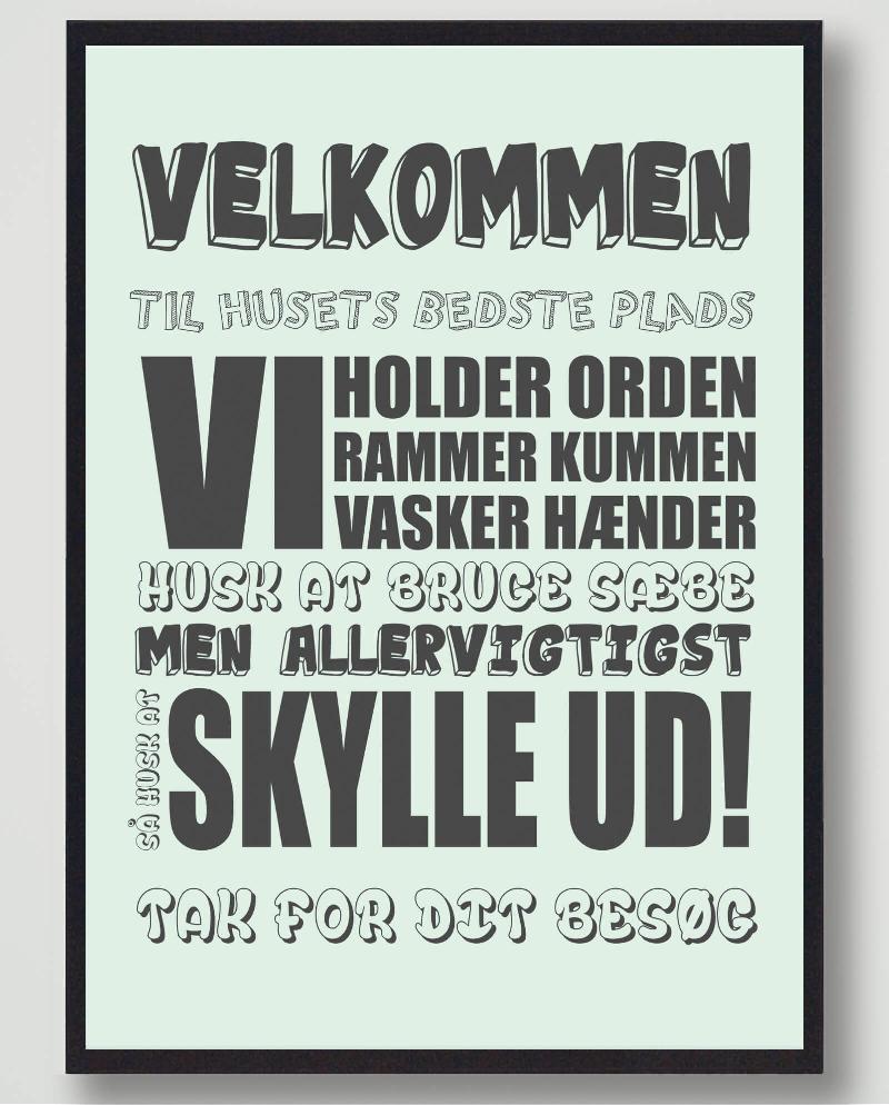 Velkommen til huset bedst… (Mint) – plakat M 30x40cm
