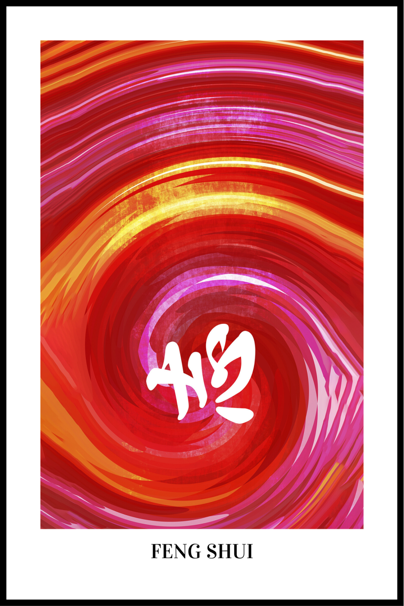 Feng Shui Rød Plakat - 30x40 cm