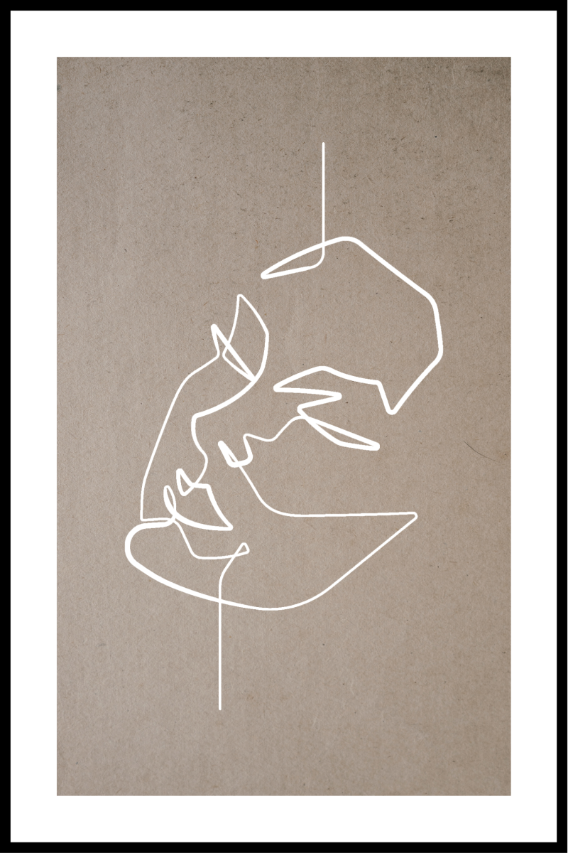 Plakat med tegning af kvindeansigt - 30x40 cm