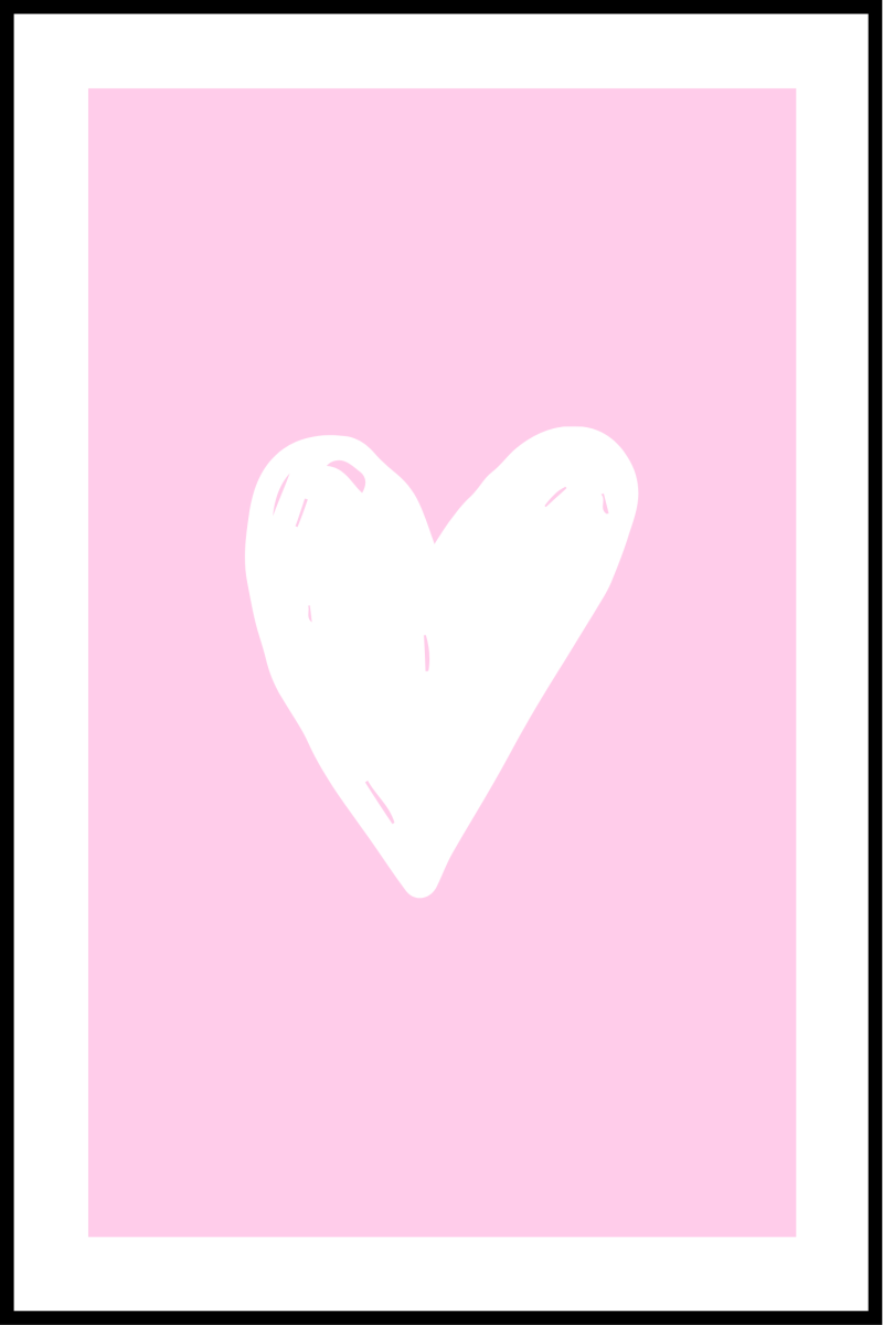 Hjerteplakat i pink - 21x30 cm