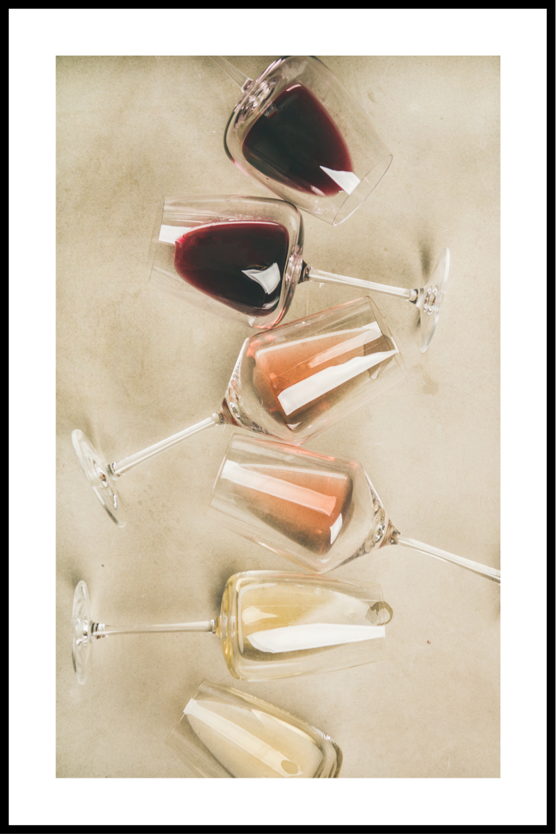 Liggende vinglas plakat - 30x40 cm