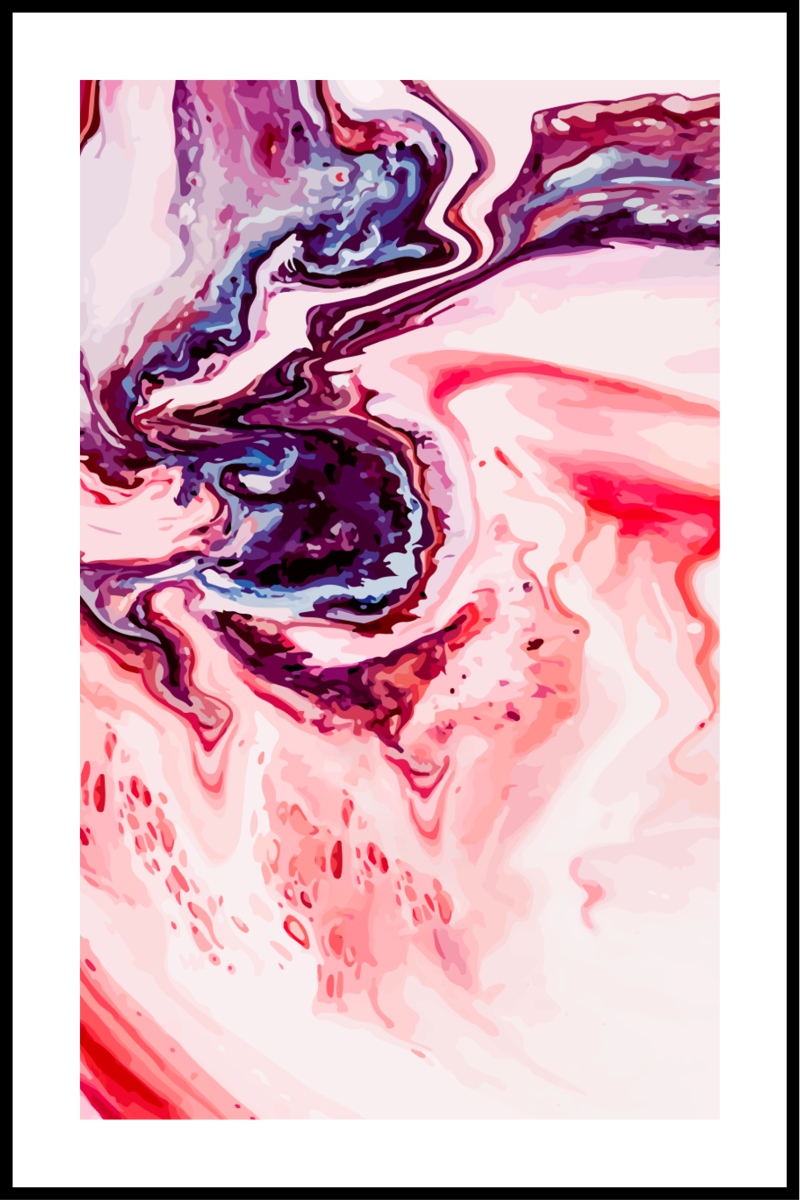 Rød fluid kunstplakat - 30x40 cm