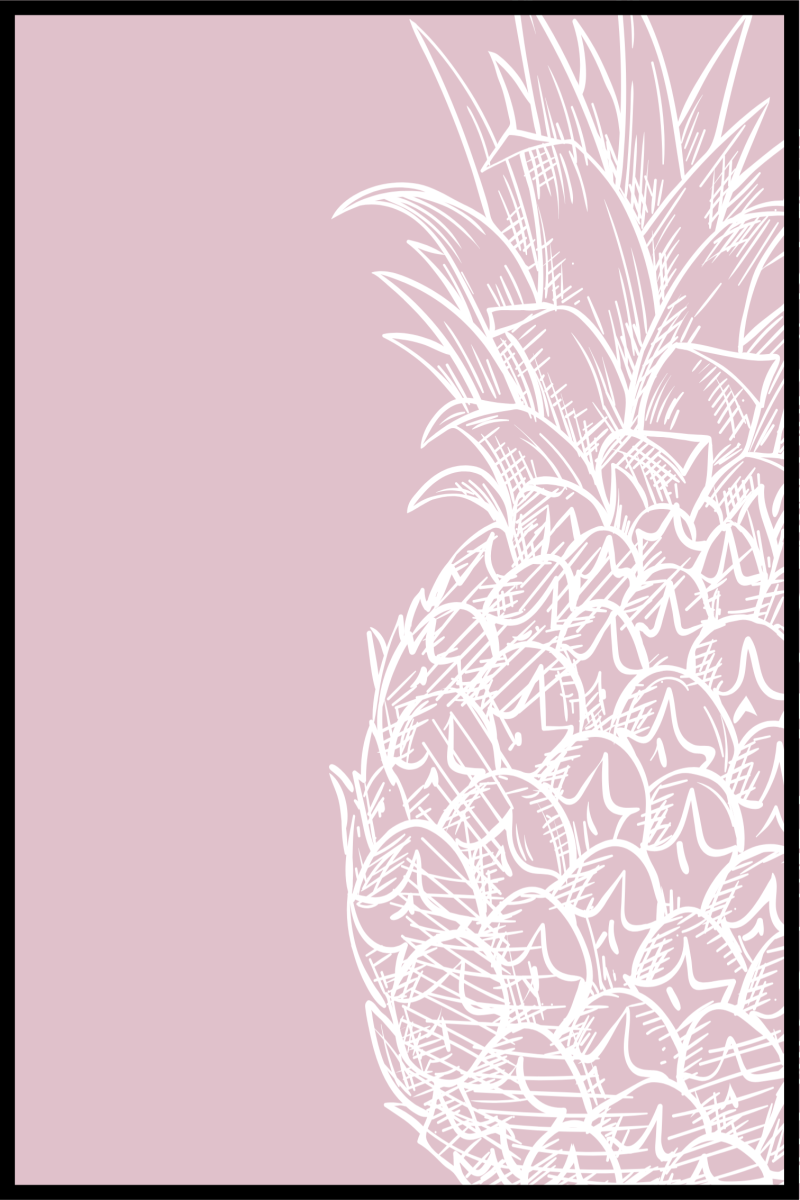 Lyserød ananas plakat - 21x30 cm