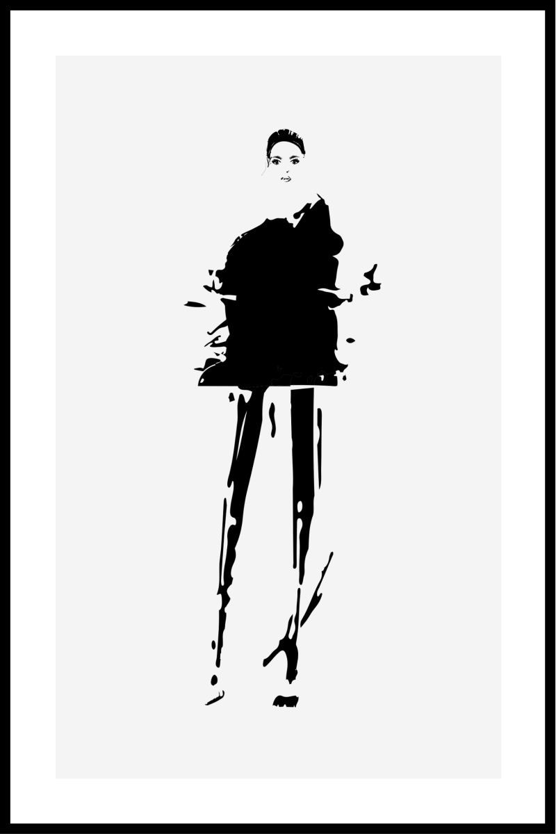 Abstrakt plakat af stående kvinde - 30x40 cm