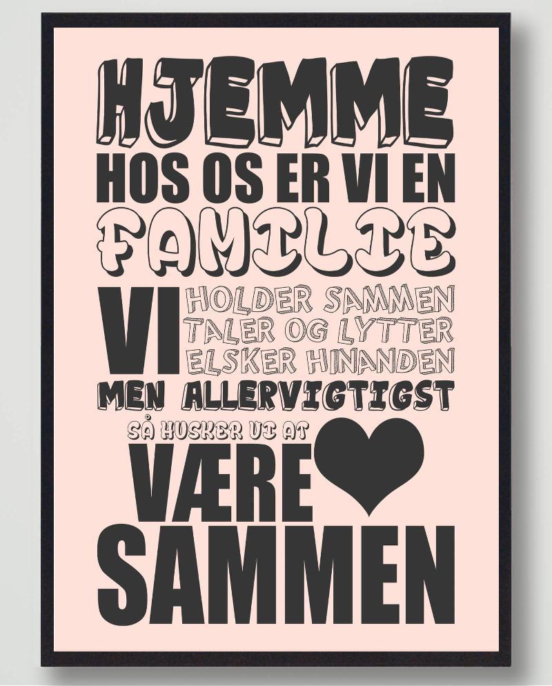 Hjemme hos os... (Rosa) - plakat M (30x40cm)