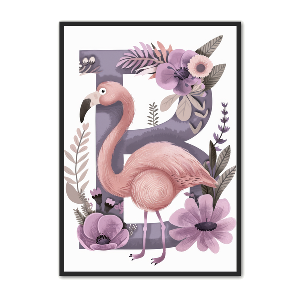 Flamingo B Bogstav Plakat 25