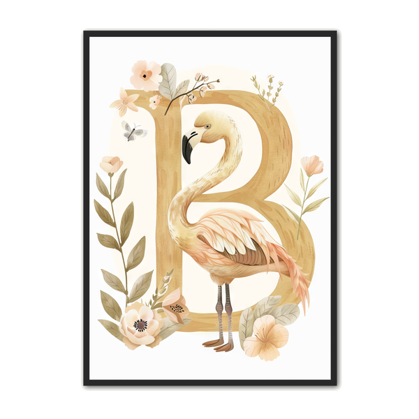 Flamingo Plakat med B Bogstav 30 cm