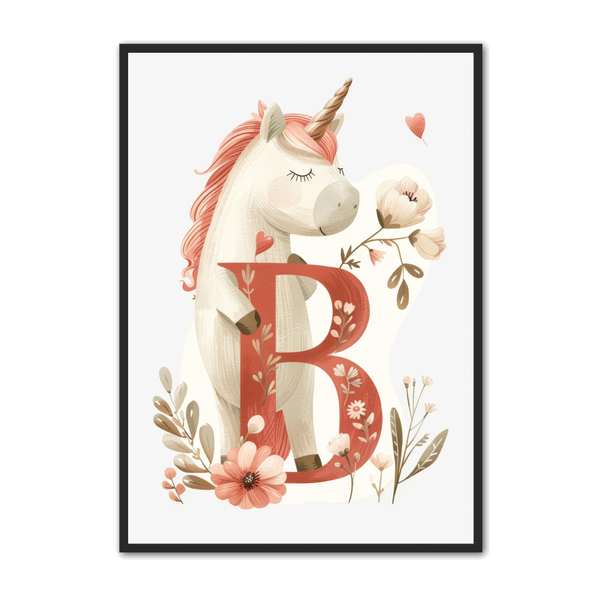 B Bogstav Plakat 56 – Enhjørning Design