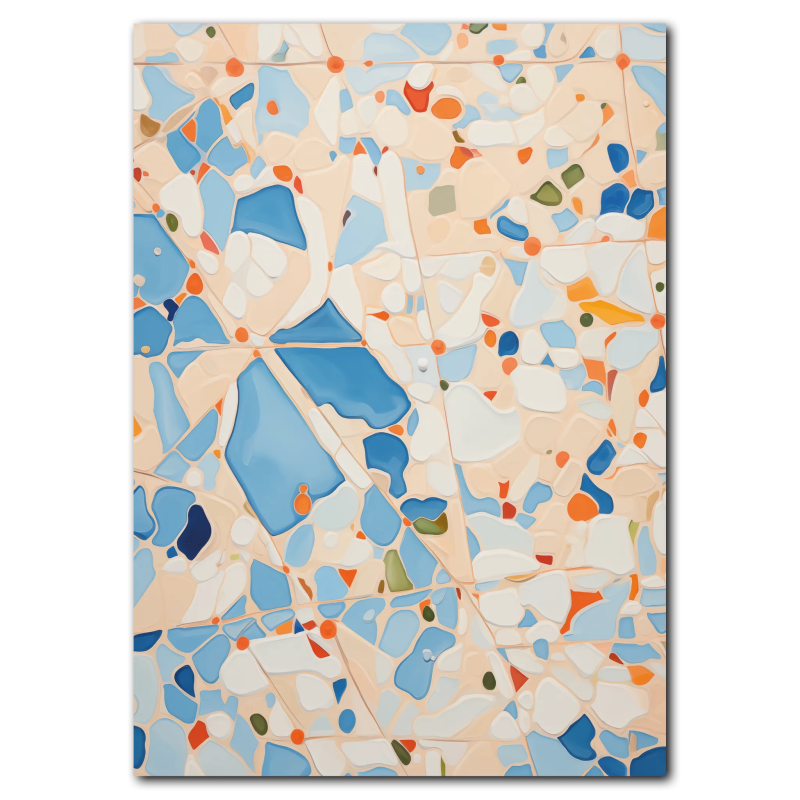 Blå Mosaik Plakat 21x30 cm uden ramme