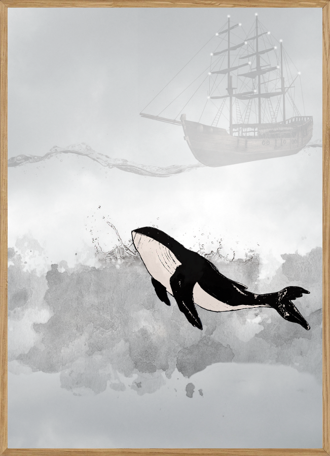 DYP BLÅ HAV – BØRNEPLAKAT A4 (21 x 29,7 cm)