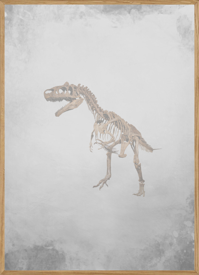 GRÅ DINOSAURUS - BØRNEPLAKAT A4 (21 x 29,7 cm)