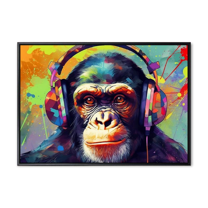 DJ Chimp 01 – 70x100 cm – Sort ramme til billeder