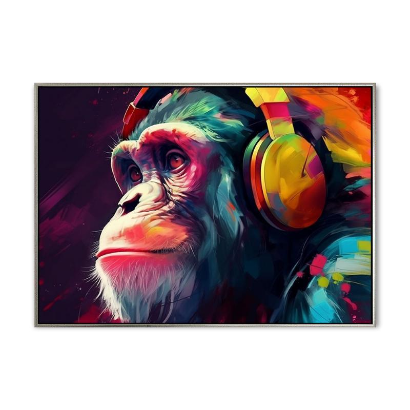DJ Chimp 02 – 70x100 cm – Sølv ramme til billeder