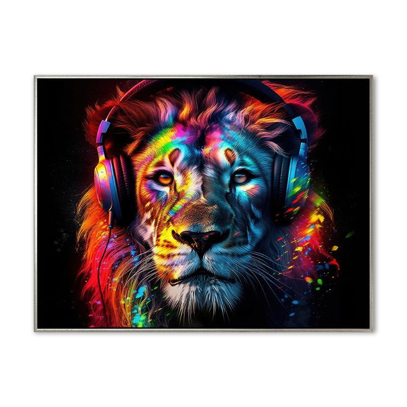 DJ Lion – 70x100 cm – Sølv ramme til billeder