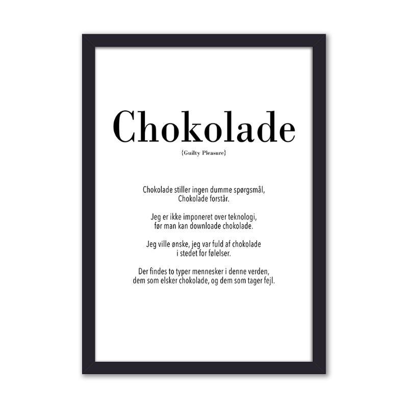 Chokoladeplakat - 21x29,7 med sort ramme
