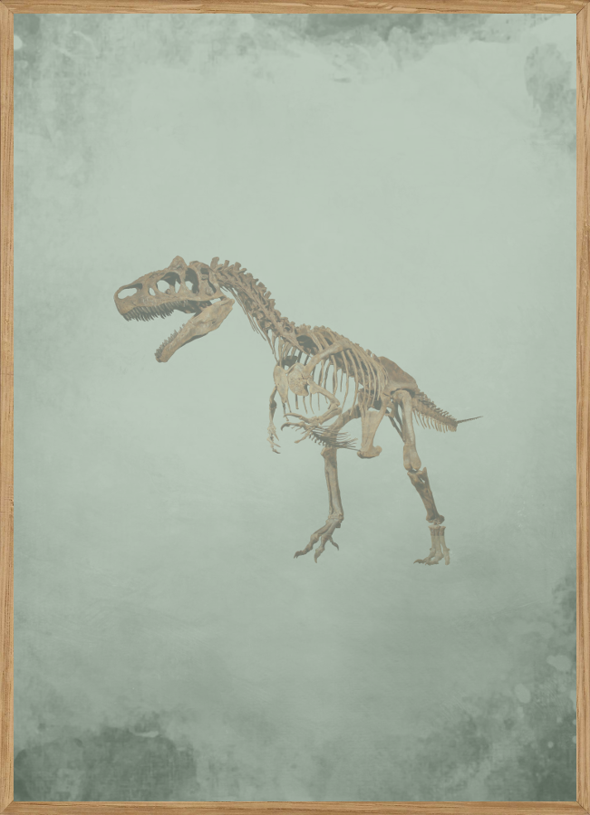 GRØN DINOSAURUS - BØRNEPLAKAT A4 (21 x 29,7 cm)