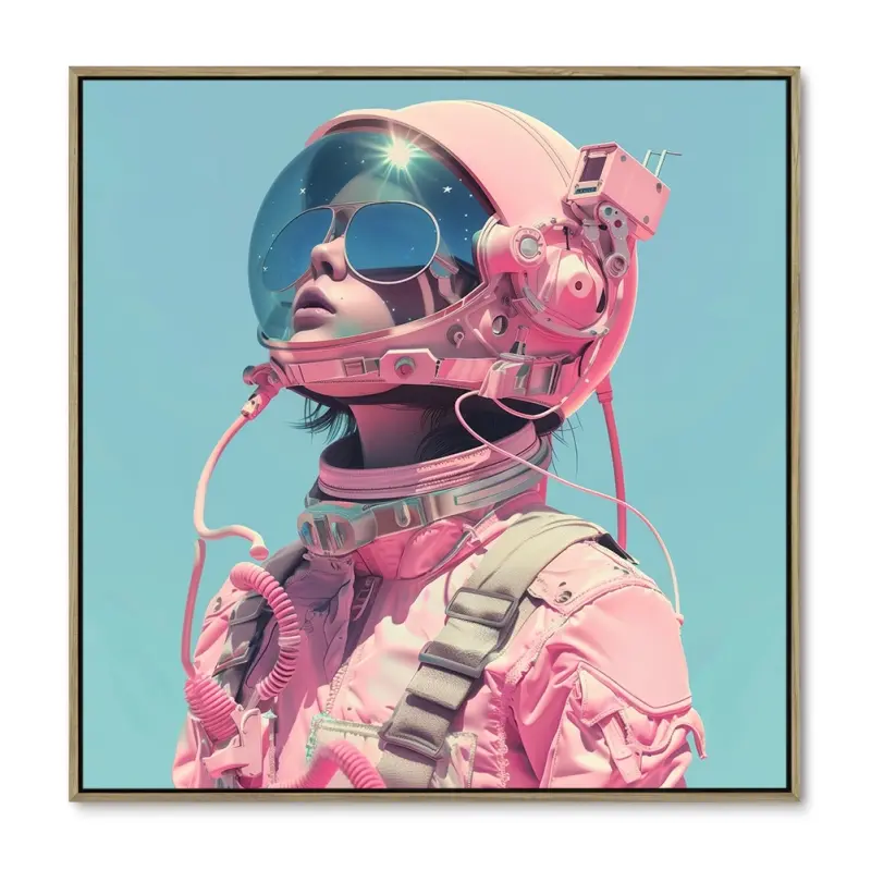 Astronaut Holdning – 80x80 cm – Ege ramme