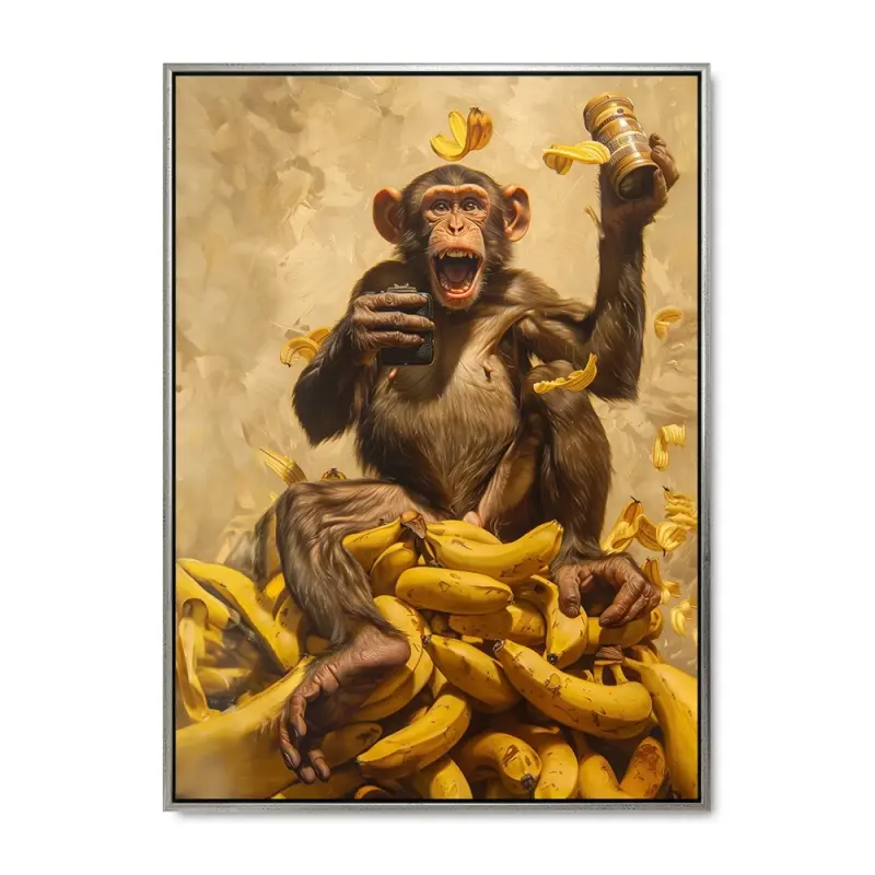 Bananefest - 90x120 cm. - Sølv ramme