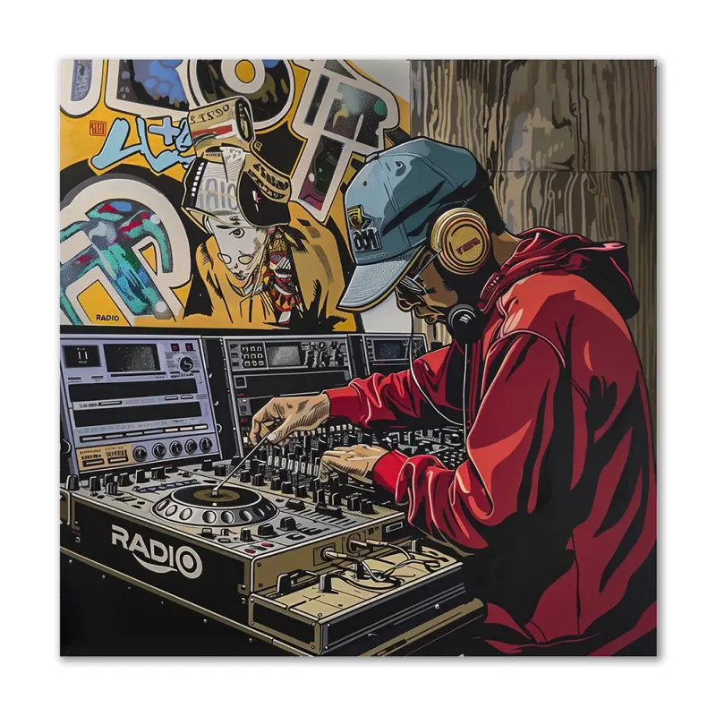 Farverige Beats - 100x100 cm - Ingen