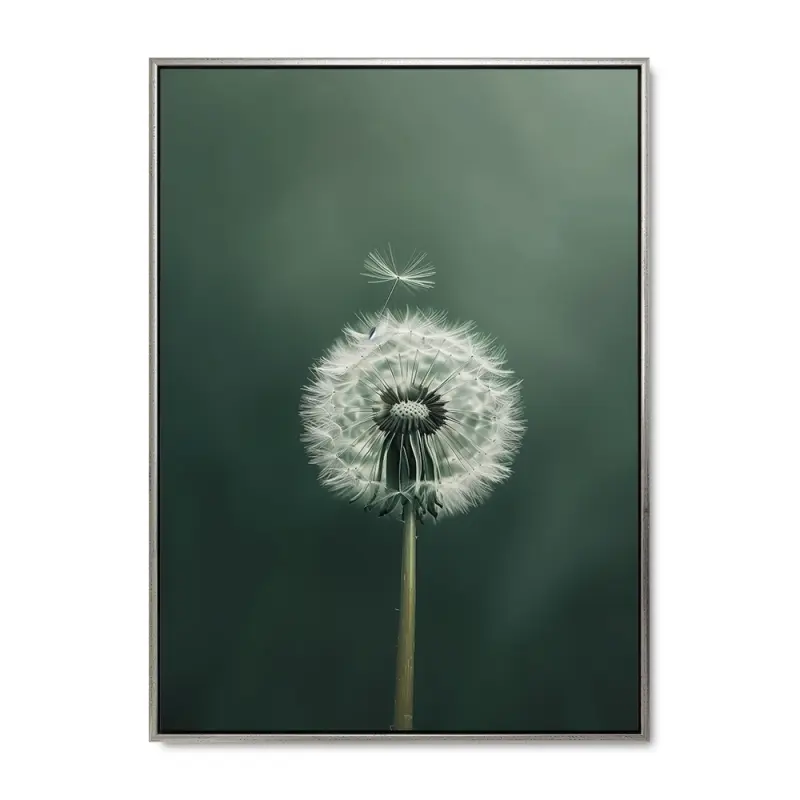 Mælkebøtte Glæde – 60x80 cm – Sølvramme