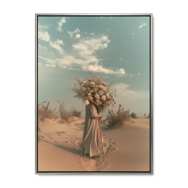 Ørkenblomst - 70x100 cm - Sølvramme