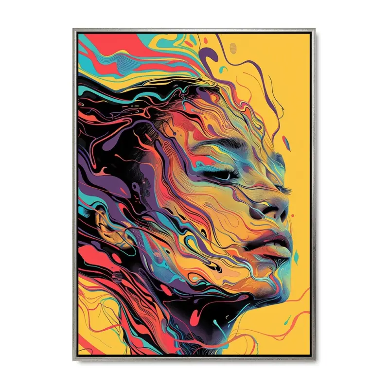 Dryppende Kunstværk - 70x100 cm - Sølvramme