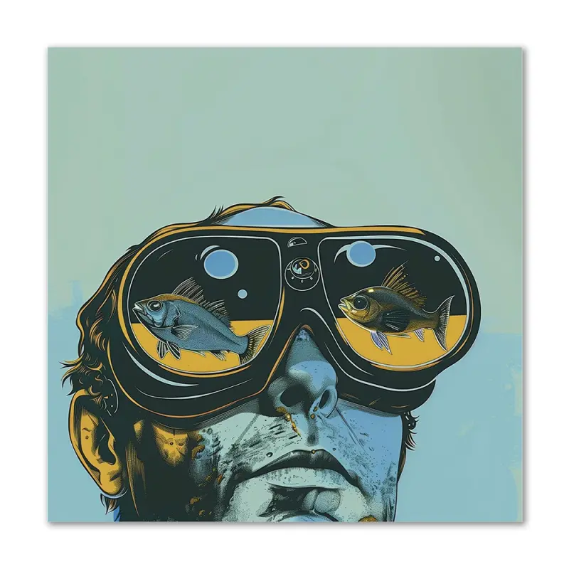 Fisk - fugleperspektiv - 120x120 cm. - Ingen