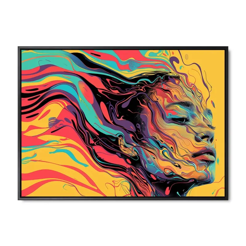 Strømmende Ansigt – 60x80 cm – Sort Ramme