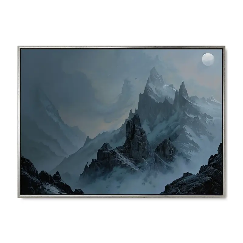 Frosne Højder – 100x140 cm – Sølvramme