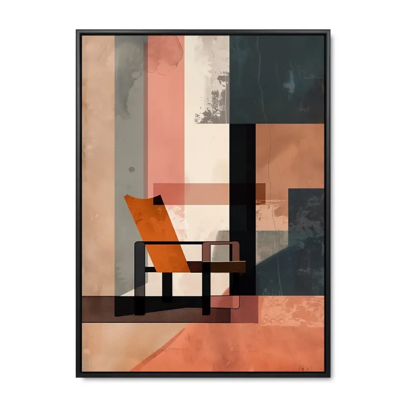 Grafisk Lounge – 90x120 cm – Sort ramme