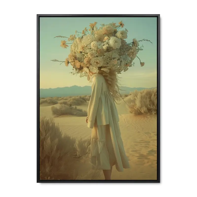 Blomsteroase – 90x120 cm – Sort ramme