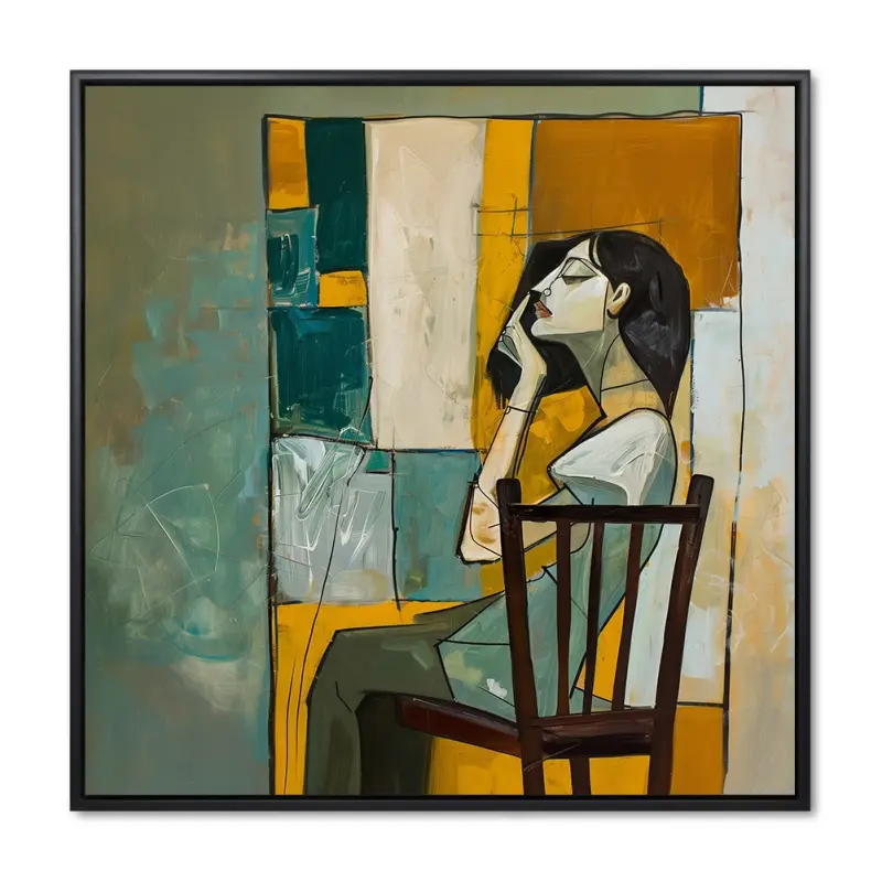 Rolig Refleksion - 80x80 cm - Sort ramme