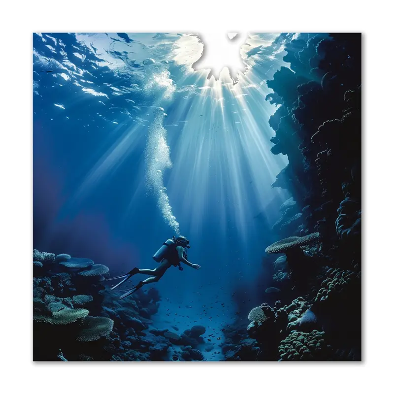 Undervandsverden - 80x80 cm. - Ingen