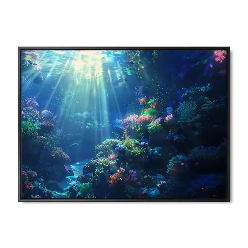 Underwater Serenity – 90x120 cm – Sort ramme