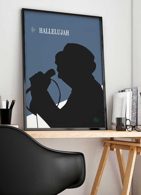 Hallelujah plakat (blå) - A4 21 x 29,7 cm Kr. 199,-