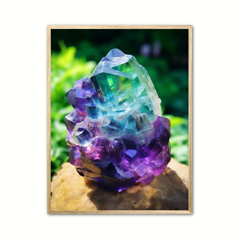 Regnbue Fluorit Krystal Plakat A4 21 x 29,7 cm