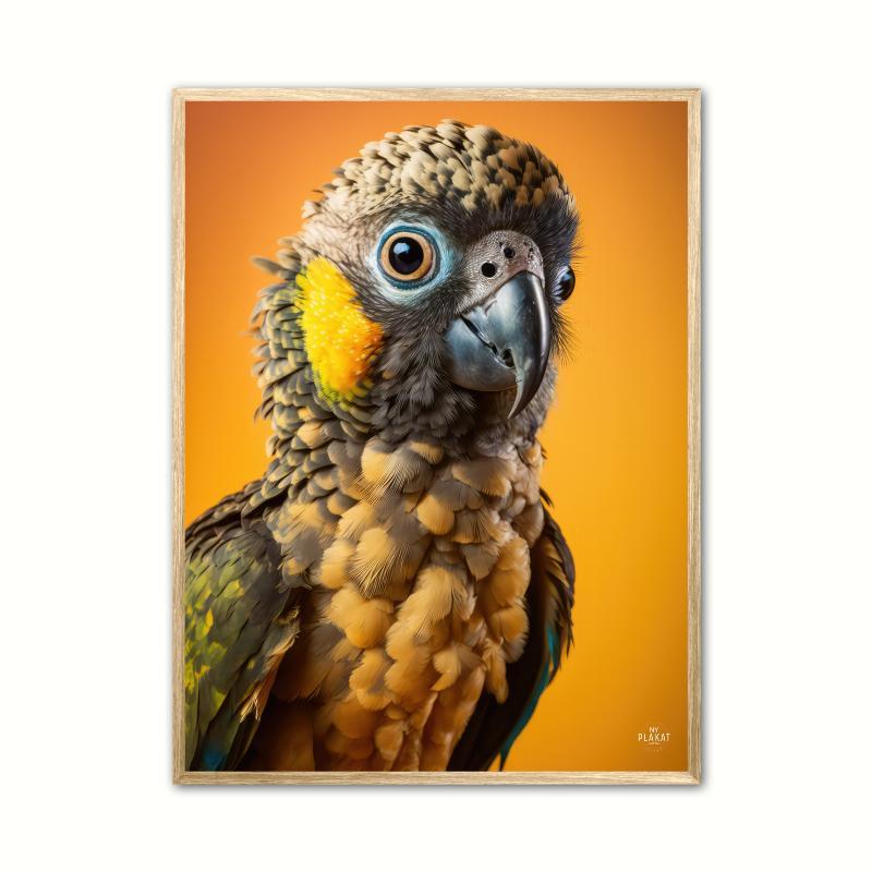 Gul papegøjeplakat - 21 x 29,7 cm (A4)