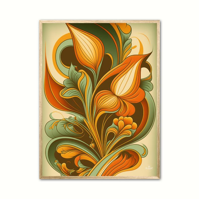 Retro Blomst Plakat 21 x 29,7 cm (A4)