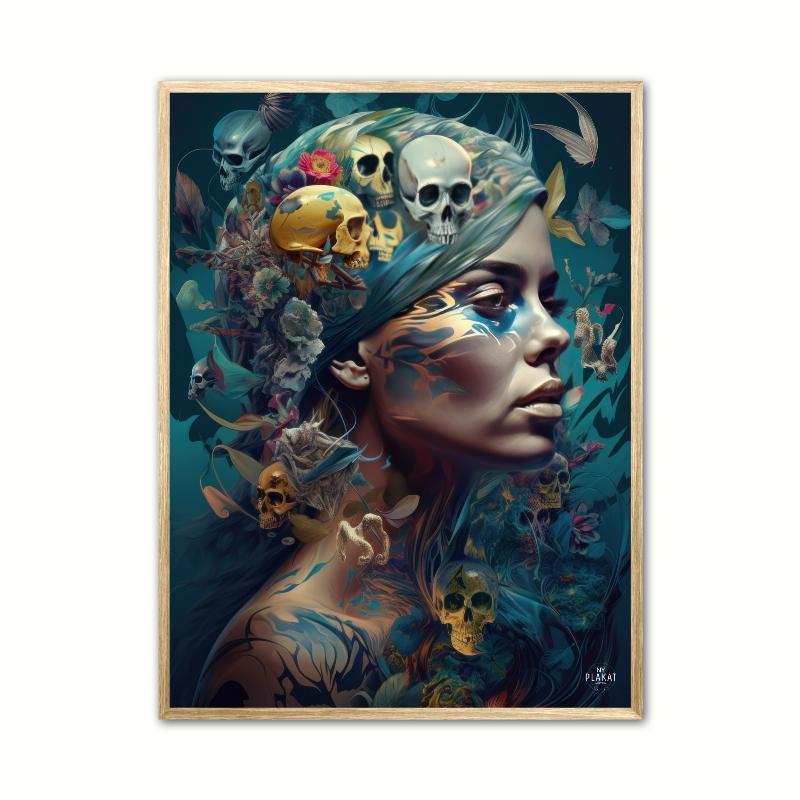 Plakat med Dødningehoved Drøm No. 2 A4 21 x 29,7 cm