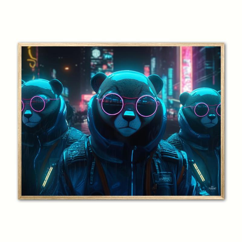 Team 4 Pandaer – Cyberpunk plakat A4 21 x 29,7 cm
