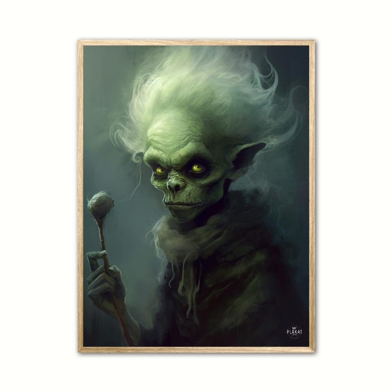Den Hjemsøgte Gnomiske Troldmand - Fantasi Plakat A4
