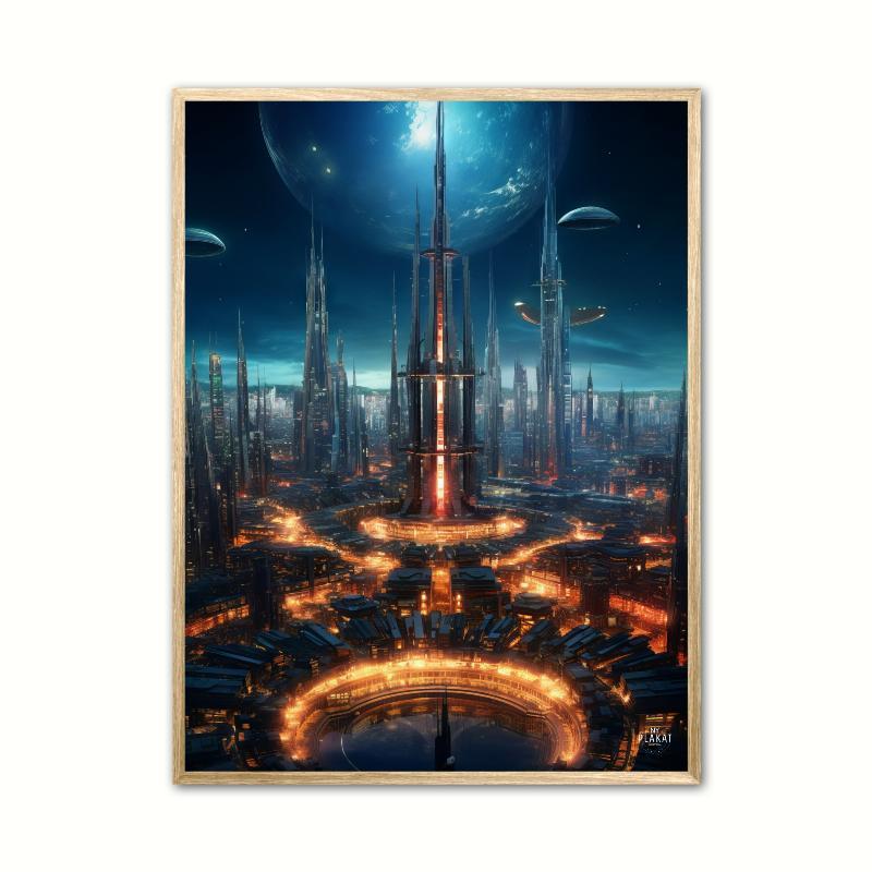 Plakat med Sci-Fi Bybillede No. 3 - A4 21 x 29,7 cm